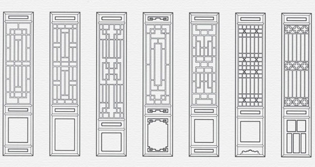 剑川常用中式仿古花窗图案隔断设计图